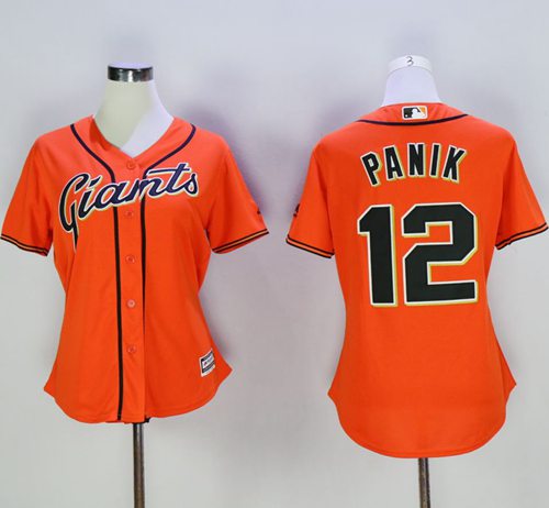 Giants #12 Joe Panik Orange Women's Alternate Stitched MLB Jersey - Click Image to Close